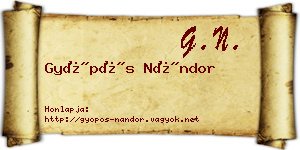 Gyöpös Nándor névjegykártya
